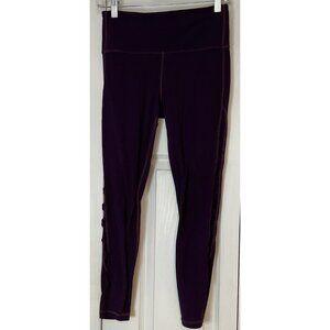 Athleta Purple Plum Capri Leggings Open Sides Pocket Size Small RN 54023
